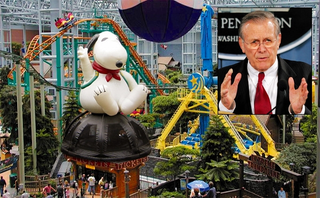 Camp Snoopy, which Defense Secretary Donald Rumsfeld (inset) confirmed is one of the domestic military bases slated for closure.